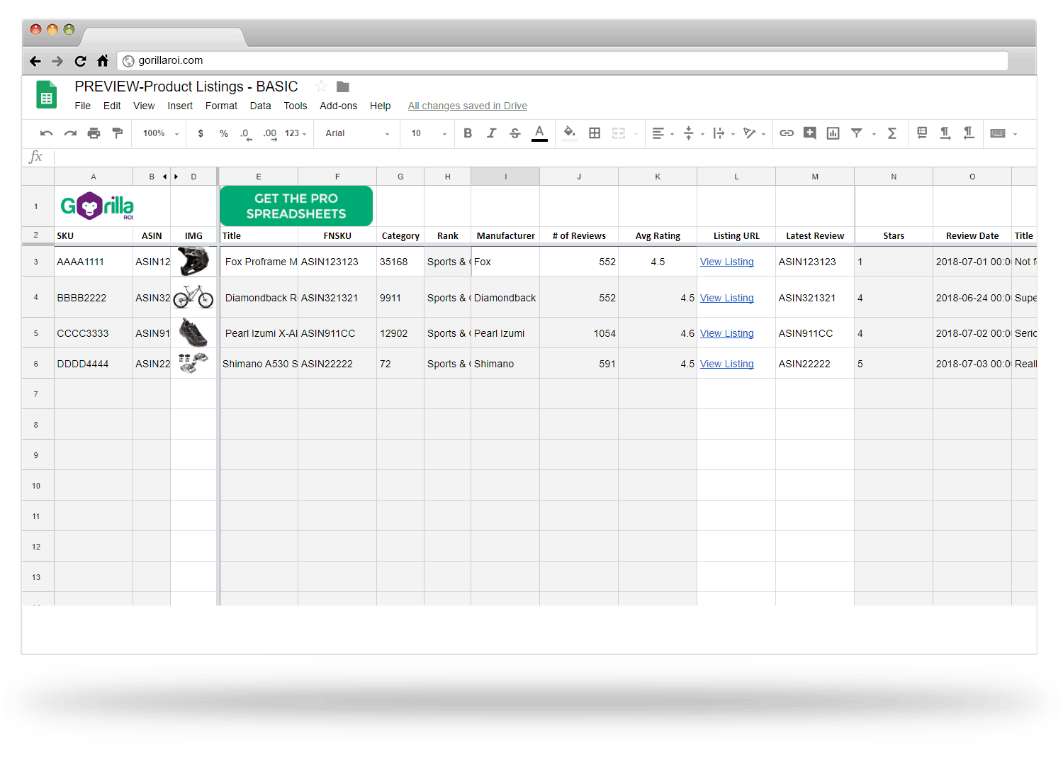 amazon google sheets spreadsheet template integration