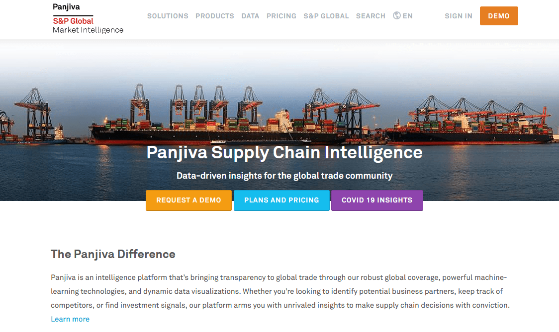 panjiva homepage