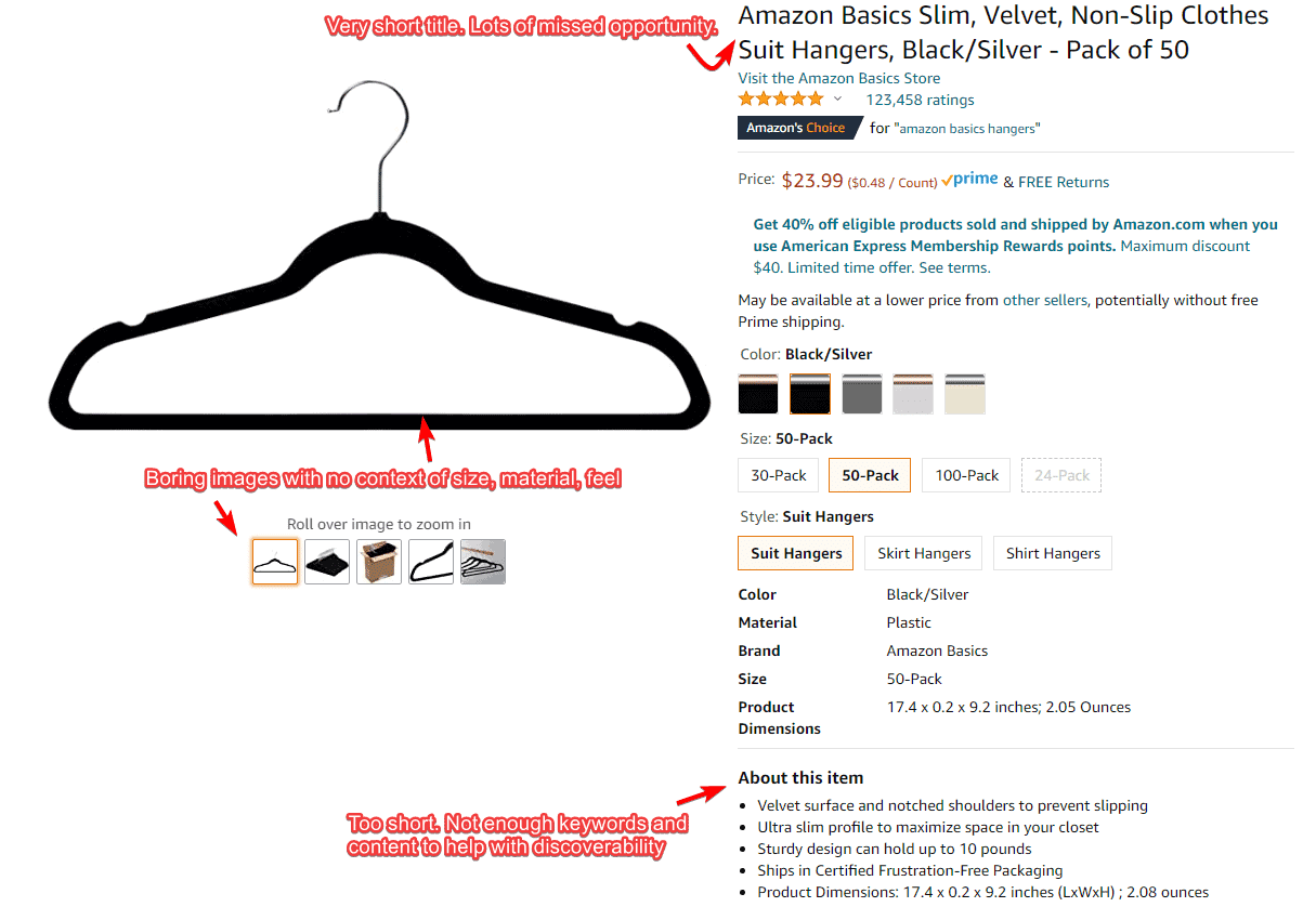 Amazon listing guidelines on their hangers