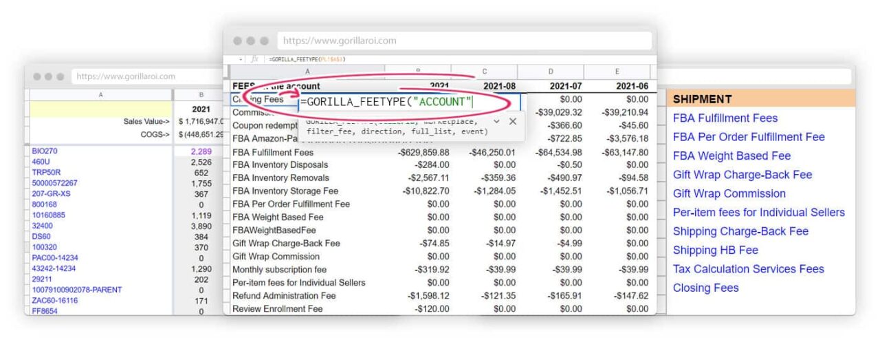 charges fees template Gorilla ROI