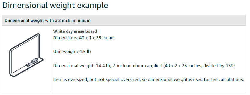 Amazon dimensional weight calculation