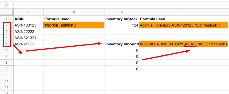 Loading FBA inbound inventory data to Sheets