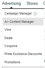 Amazon a+ content menu